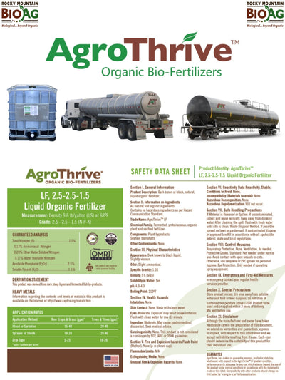 AgroThrive LF 2.5-2.5-1.5 Liquid Organic Fertilizer Information