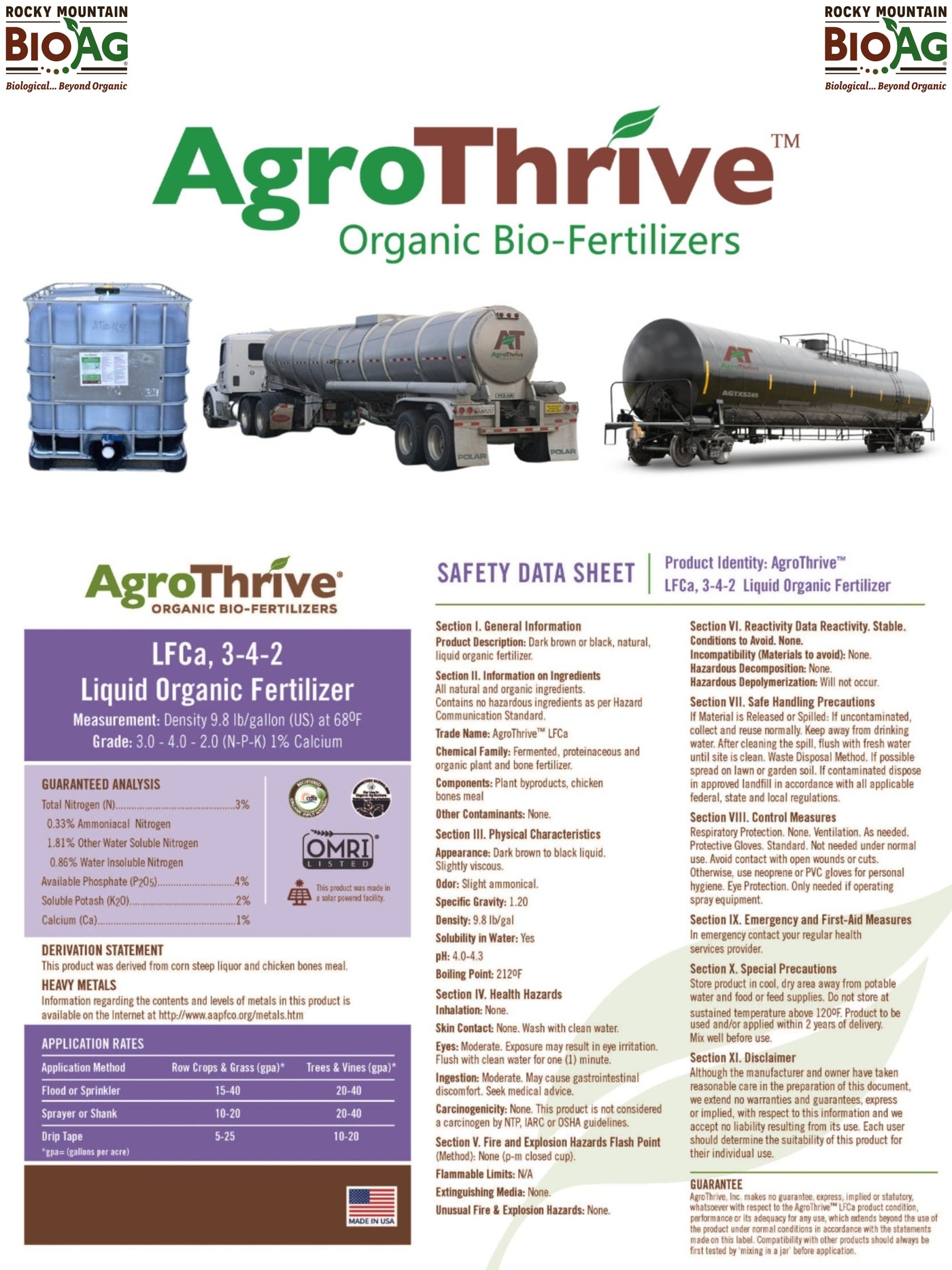 AgroThrive Calcium Enhanced Liquid Organic Fertilizer Information
