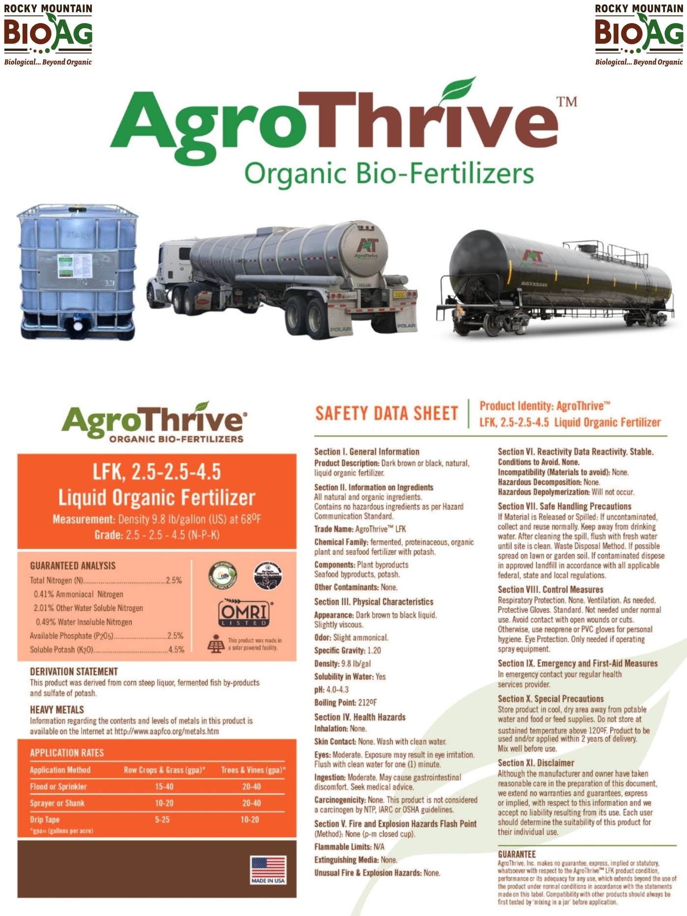 AgroThrive LFK 2.5-2.5-4.5 High Potassium Liquid Organic Fertilizer