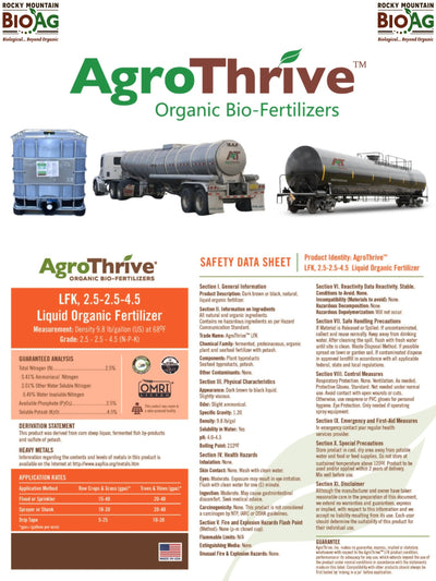 AgroThrive LFK High Potassium Liquid Organic Fertilizer Information