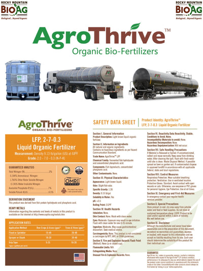 AgroThrive LFP 2-7-0.3 Phosphorus Rich Liquid Organic Fertilizer Data Sheet