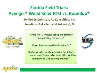 Avenger Organic Weed Control Killer Ready To Use (RTU) vs. Roundup Florida Field Trials - Rocky Mountain Bio-Ag