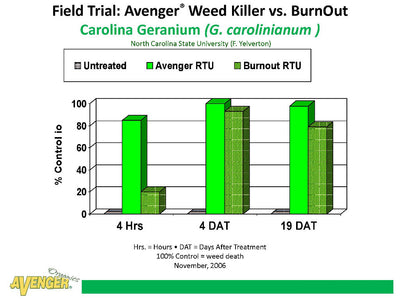 Avenger Organic Weed Control Killer Ready To Use (RTU) Field Trial: Avenger Weed Killer vs. BurnOut Carolina Geranium (G. carolinianum ) North Carolina State University (F. Yelverton) - Rocky Mountain Bio-Ag