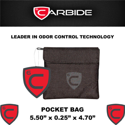 CARBIDE Pocket Bag Stash Bag Odor Control Carrying Case With Dimensions