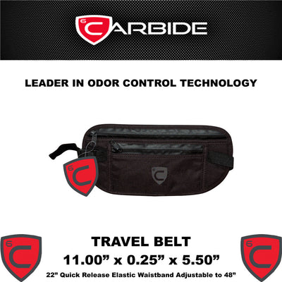 CARBIDE Travel Belt Stash Bag Odor Control Carrying Case With Dimensions