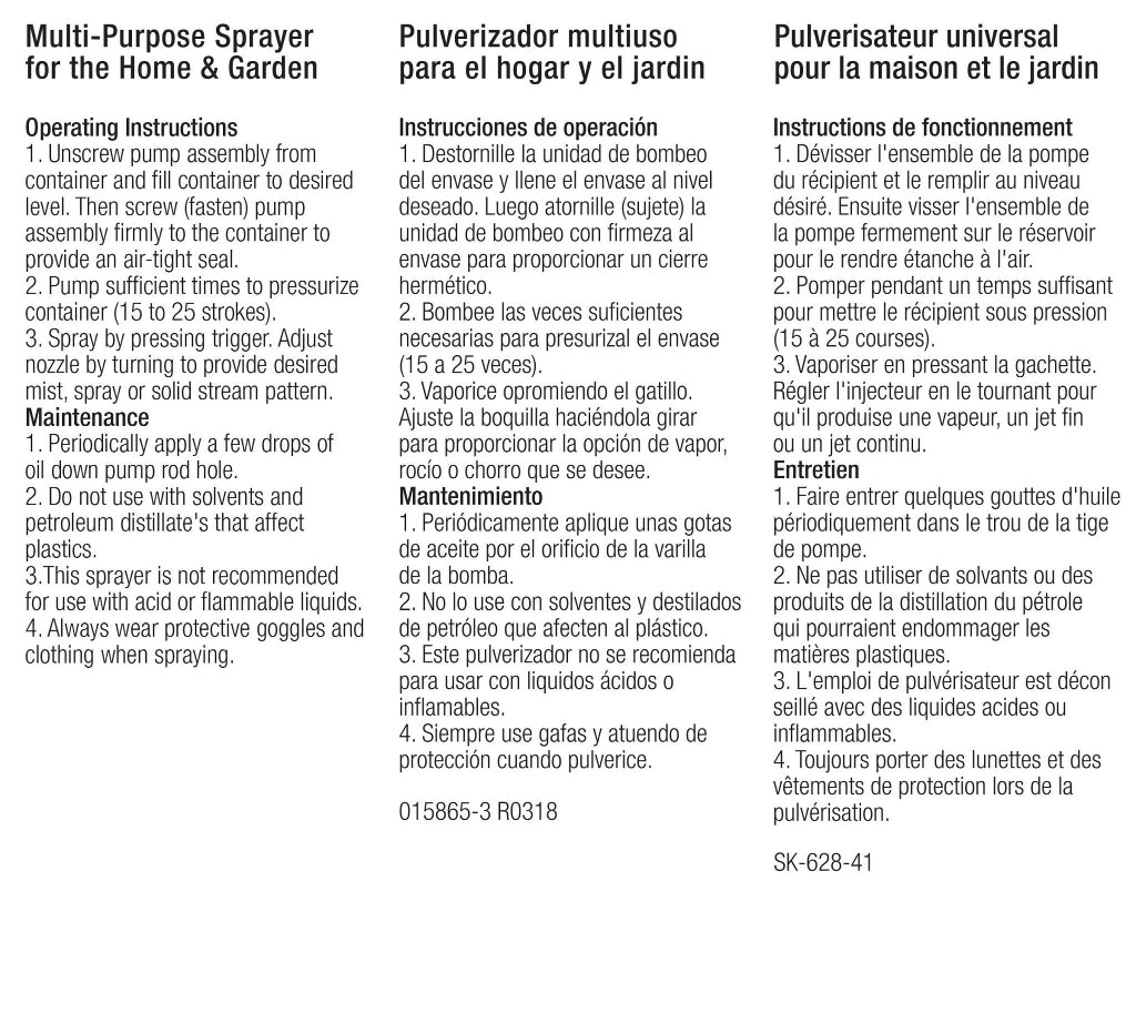 Multi-Purpose Handheld Compression Chapin Sprayers Instructions