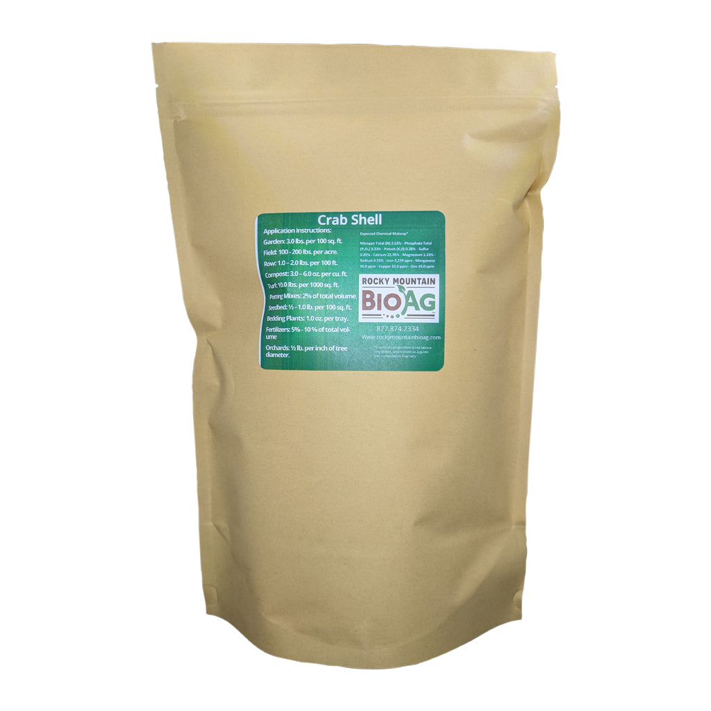 Crabshell Flour for Chitin and Calcium Soil Improvement Back Label