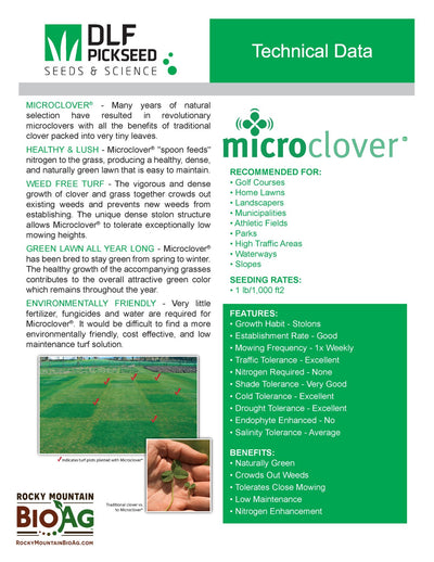 DLF Microclover Lawn Seeds Technical Data