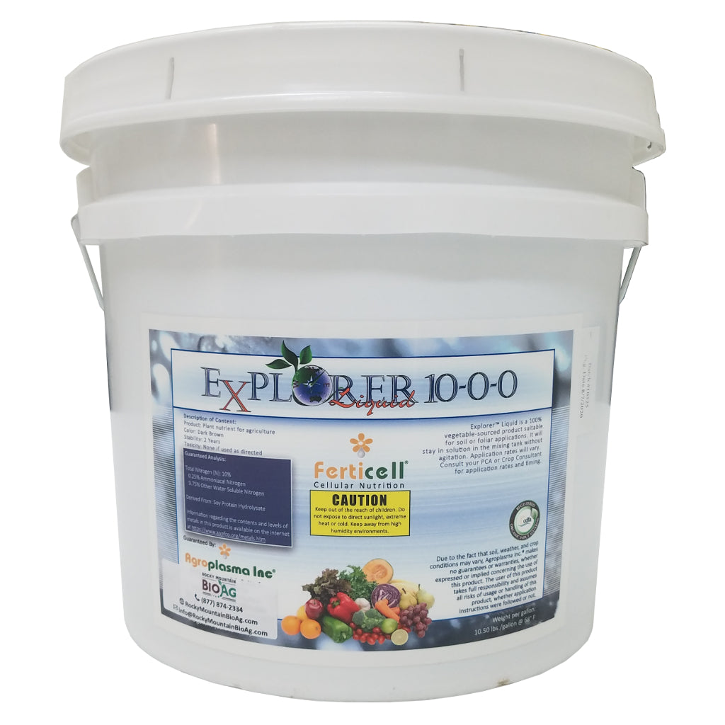 Bucket of Explorer 10-0-0 Liquid Organic Fertilizer