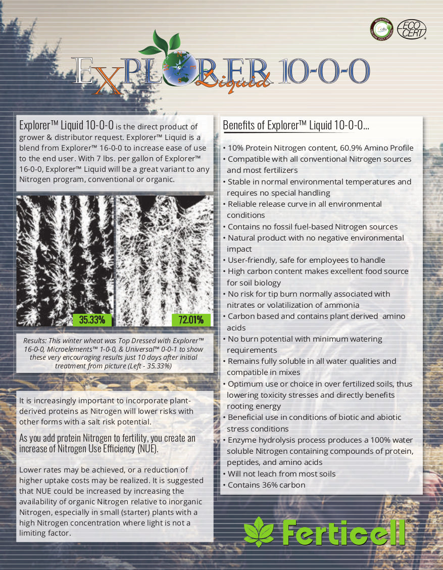 Explorer 10-0-0 Liquid Organic Fertilizer Info Sheet