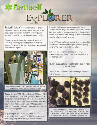 Explorer 16-0-0 Organic Nitrogen Fertilizer Info Sheet