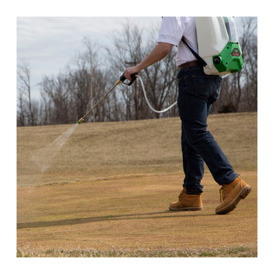 Man Using FlowZone Cyclone 2.5V Battery Operated Sprayer