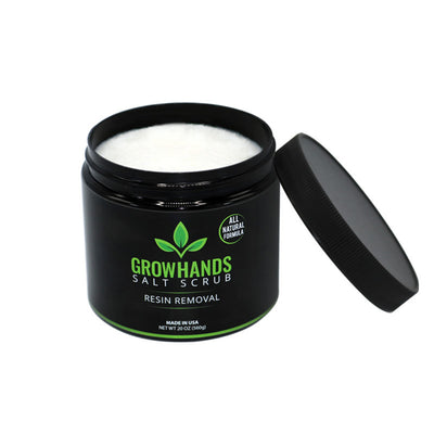 Jar of Grow Hands All Natural Resin Removal Salt Scrub