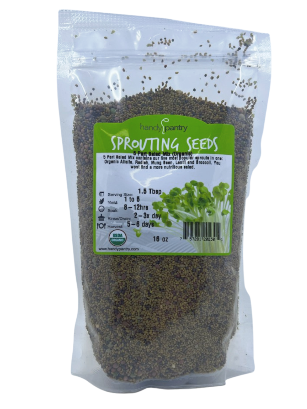 Organic 5 Part Salad Mix Sprouting Seeds in 16oz Bag
