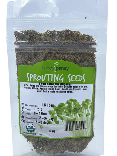Organic 5 Part Salad Mix Sprouting Seeds in 4oz Bag