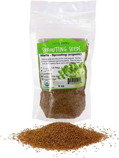 Organic Alfalfa Sprouting Seeds in 8oz Bag