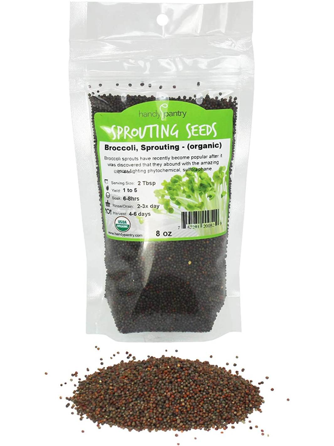 Organic Broccoli Seed for Sprouting in 8oz Package