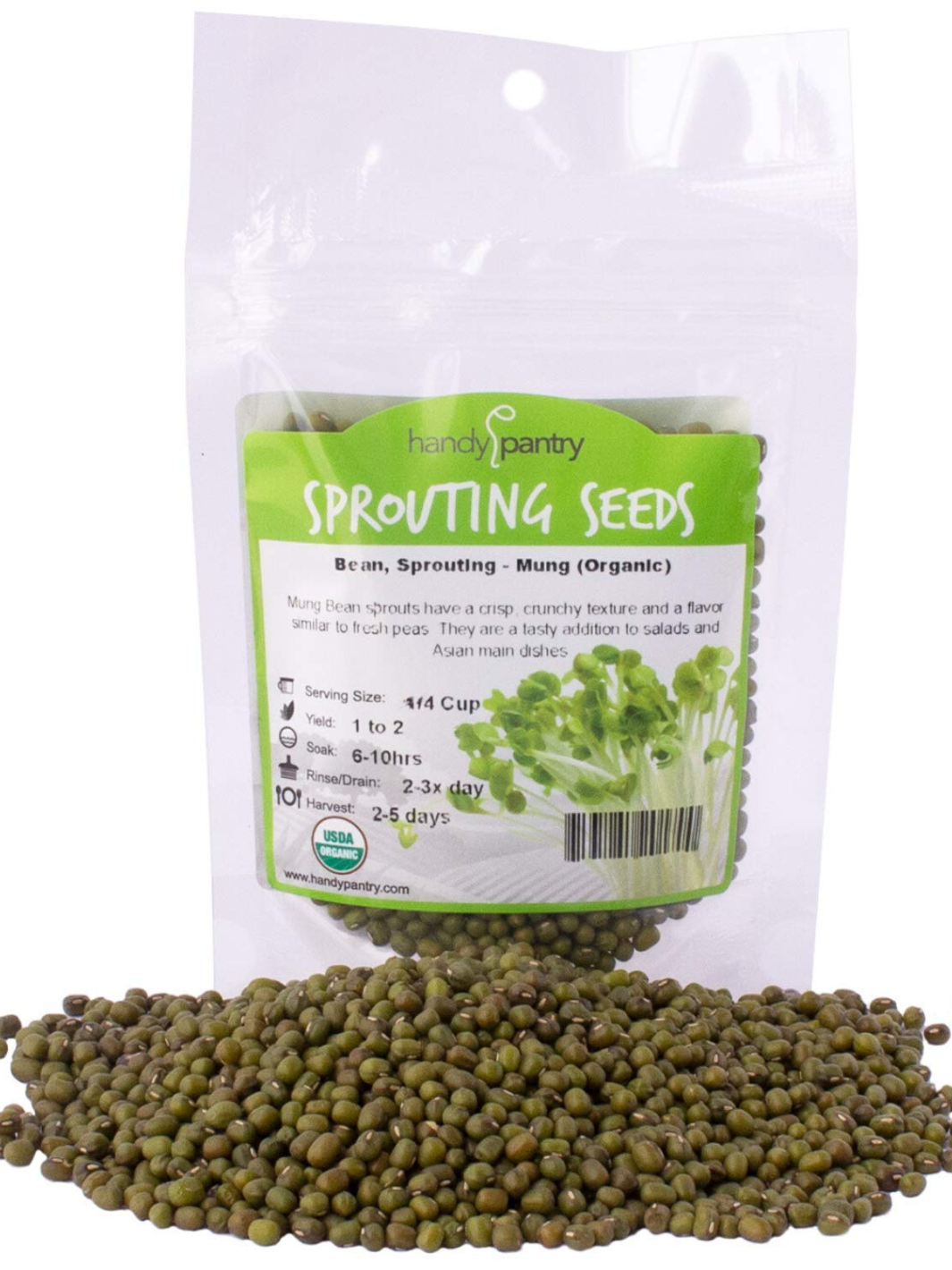 Handy Pantry Organic Mung Bean Sprouting Seeds in 4oz Pouch