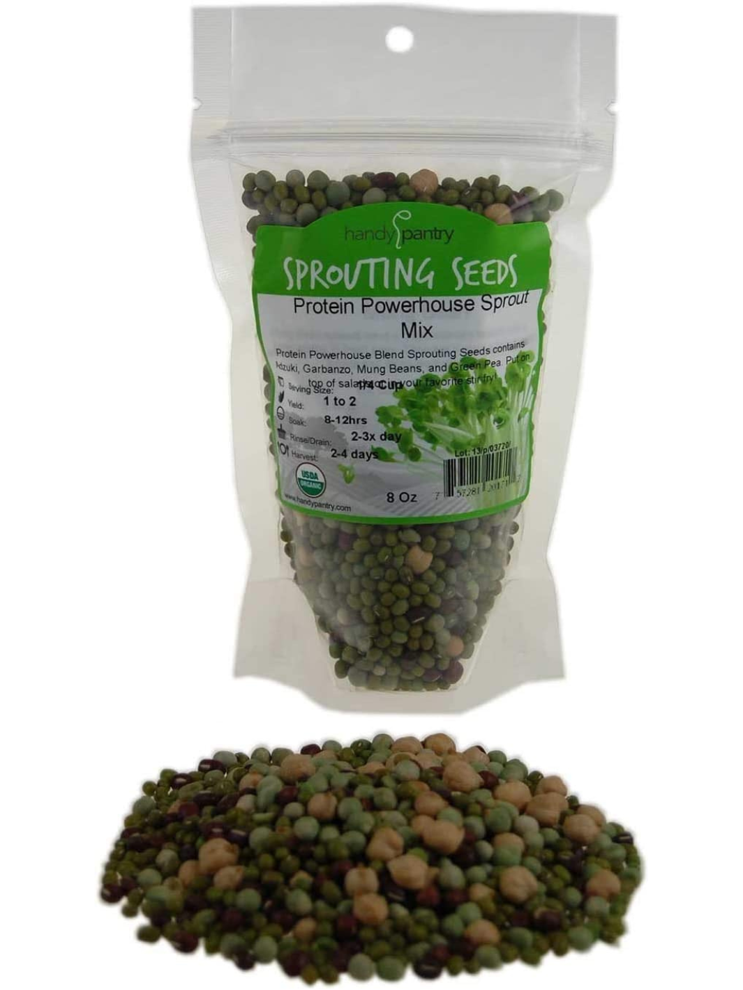 Handy Pantry Organic Protein Powerhouse Mix Sprouting Seeds in 8oz Pouch