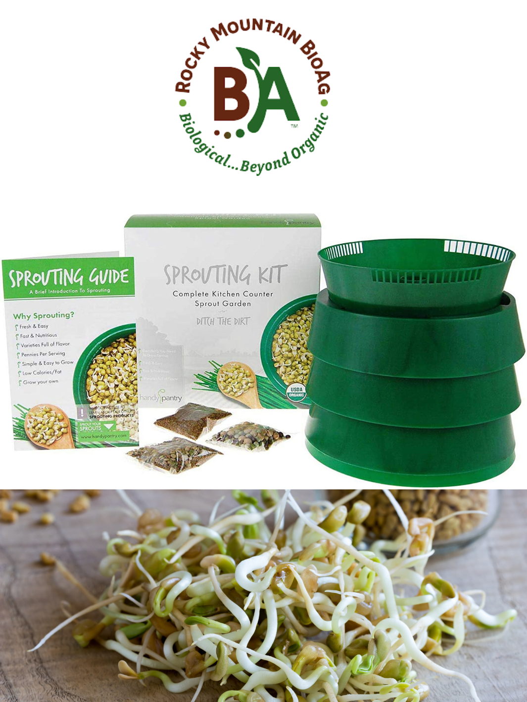3 Tray Stackable Sprout Garden WYWY.Wide Microgreens Growing Kit Seed
