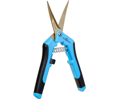 Blue Hydrofarm Precision Titanium Pruner Curved Blade Open