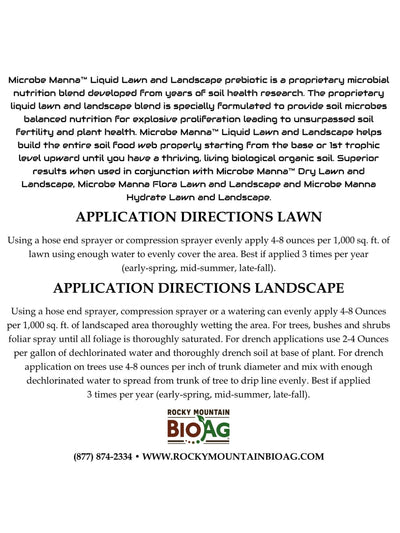 Microbe Manna Liquid Lawn and Landscape Microbial Food Back Rocky Mountain BioAg®