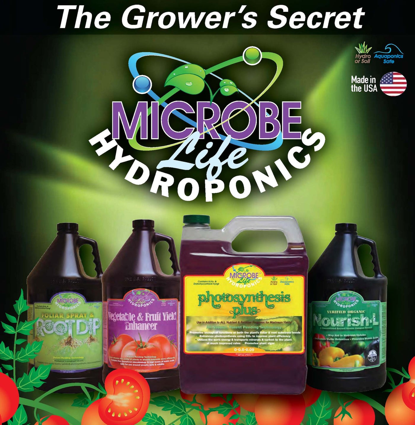 The Grower's Secret Microbe Life Hydroponics Product Line