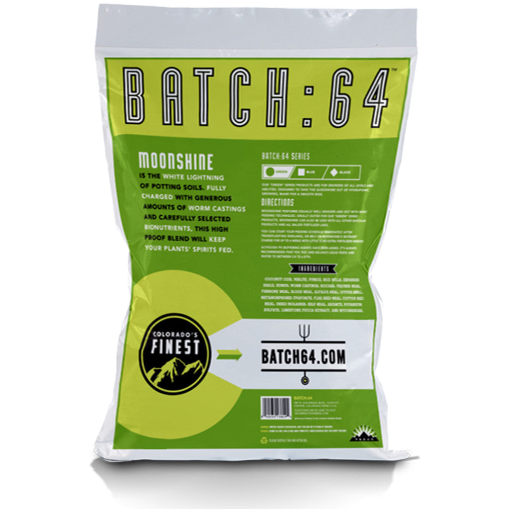 Back of Batch 64 Moonshine Organic Super Soil Bag