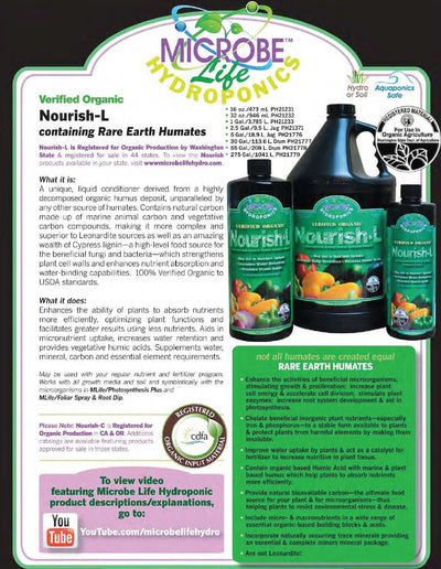 Microbe-Life Nourish-L Concentrated Compost Extract Humic Acid Information Sheet