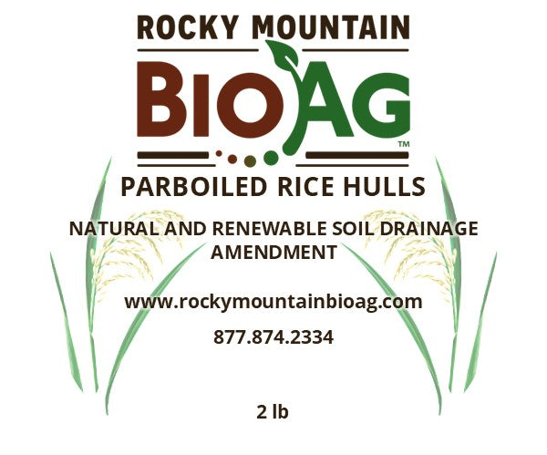 Parboiled Rice Hulls Growing and Drainage Media Label for 2lb Package
