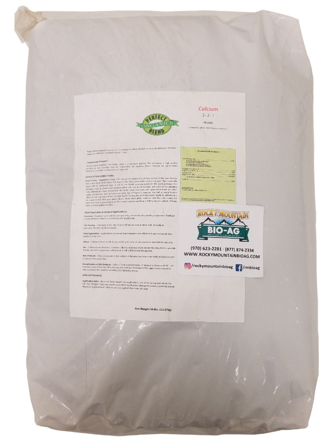 Perfect Blend Organic 2-2-1 15% Calcium Fertilizer 50 Pound Bag