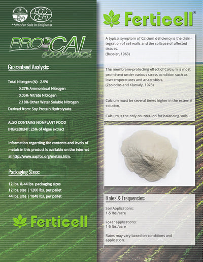 ProCal 3-0-0 Plus 20% Calcium Organic Fertilizer Analysis