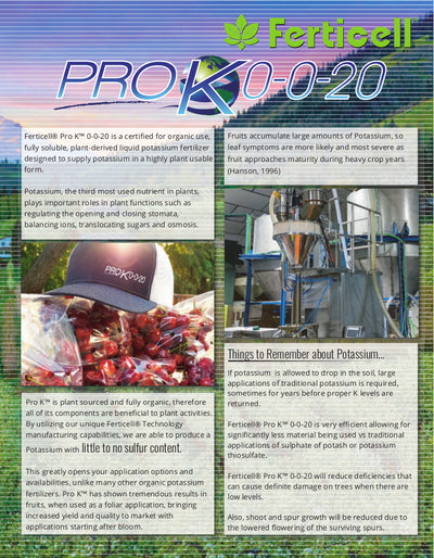 Ferticell Pro K 0-0-20 Organic Potassium Fertilizer Info Sheet