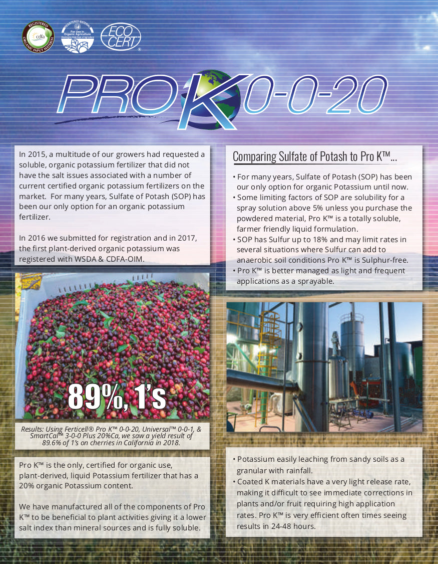 Information Sheet About Ferticell Pro K 0-0-20 Organic Potassium Fertilizer
