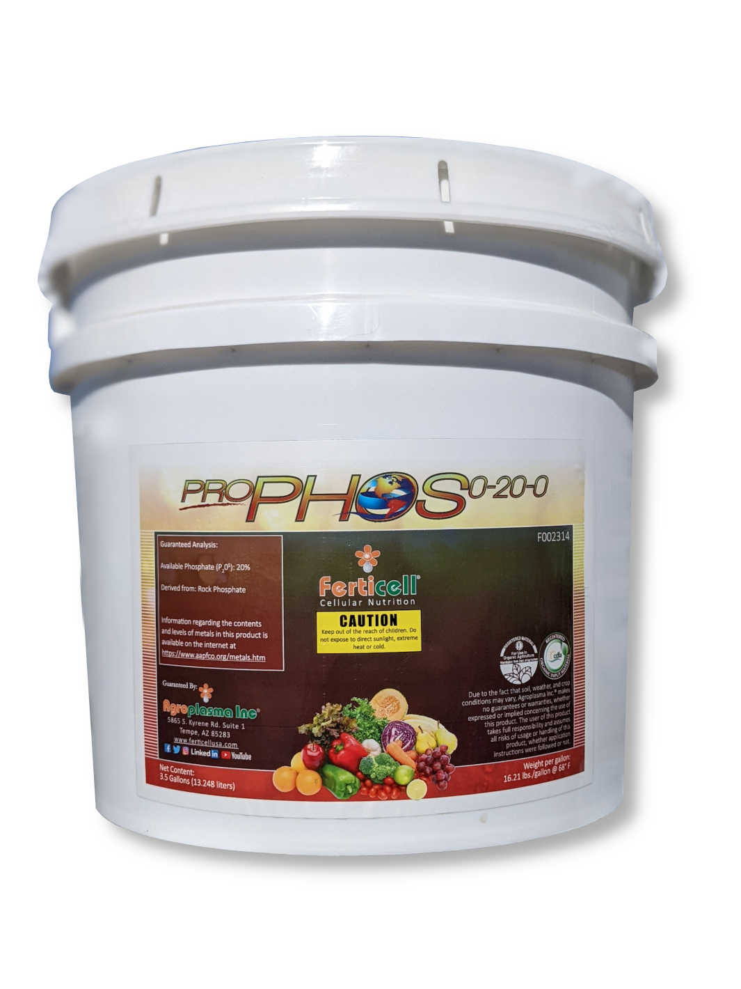 Bucket of Ferticell USA Pro Phos 0-20-0 Liquid Phosphorous Fertilizer
