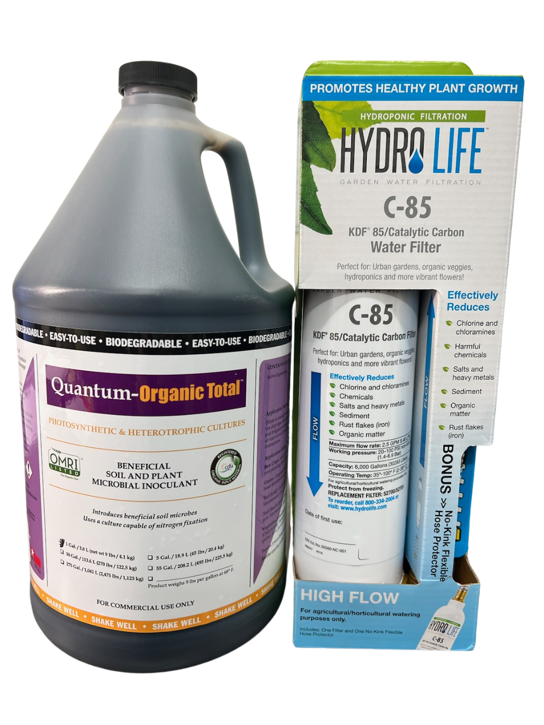 Quantum Growth Organic Total Microbes With Hydro Life C-85 Inline Water Filter