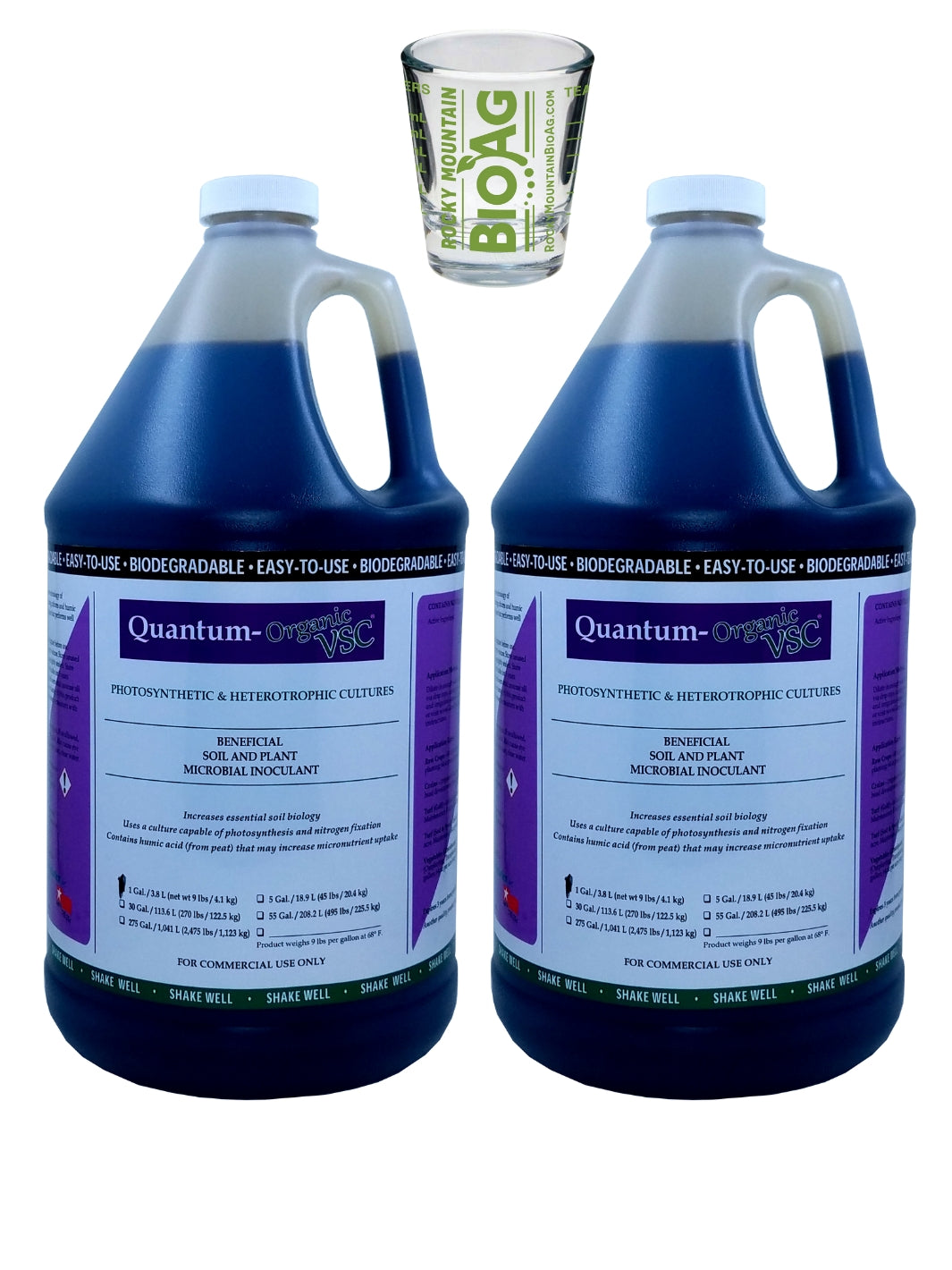 2 Gallons of Quantum Growth Organic VSC With Rocky Mountain BioAg Measuring Shot Glass