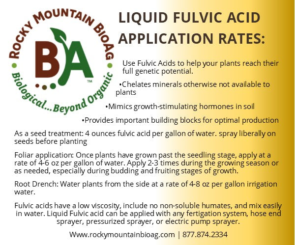 Liquid Fulvic Acids Natural Soil Amendment Application Rates