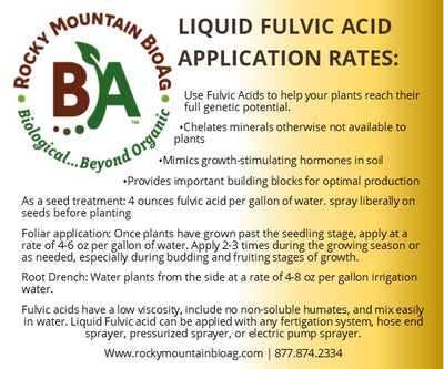 Liquid Fulvic Acids Natural Soil Amendment Application Rates