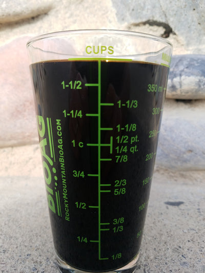 Rocky Mounain BioAg Mesuring Pint Glass Cup Measurement Markings