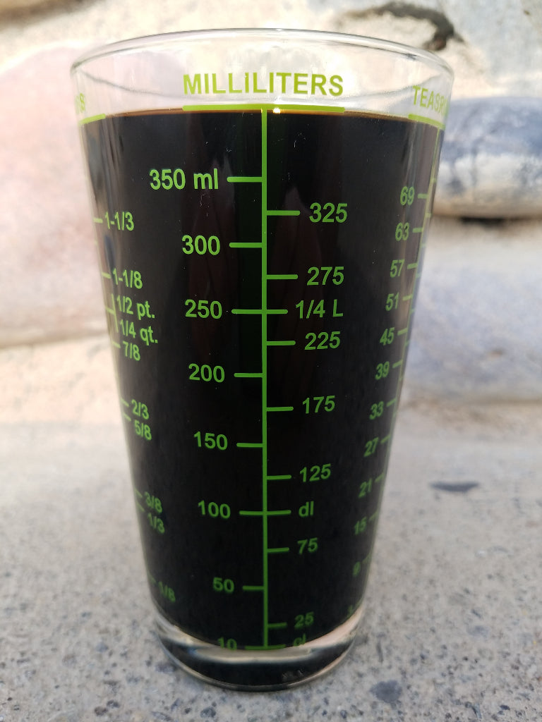 Rocky Mounain BioAg Mesuring Pint Glass Milliliter Measurement Markings