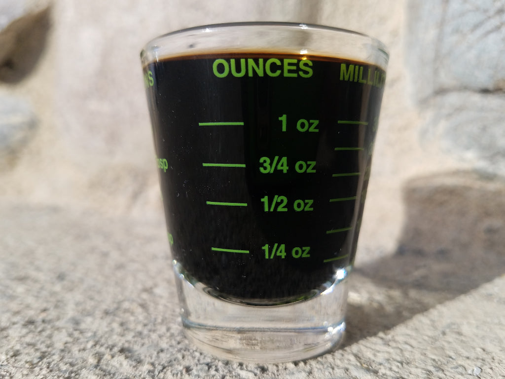 Rocky Mountain BioAg Measuring Shot Glass Ounce Measurement Markings