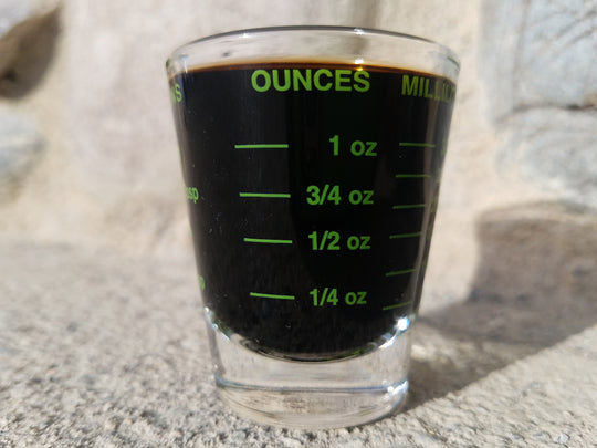 Rocky Mountain BioAg Measuring Shot Glass Ounce Measurement Markings
