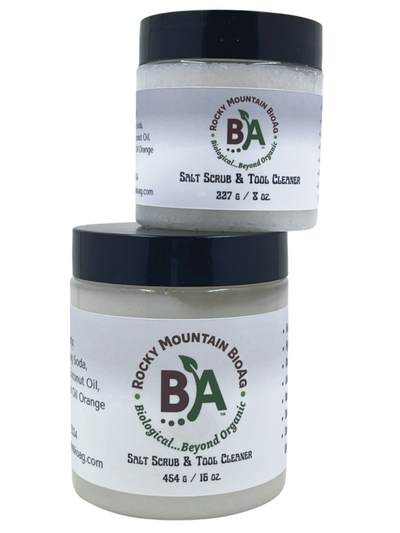 2 Sizes of Rocky Mountain BioAg Salt Scrub and Tool Cleaner