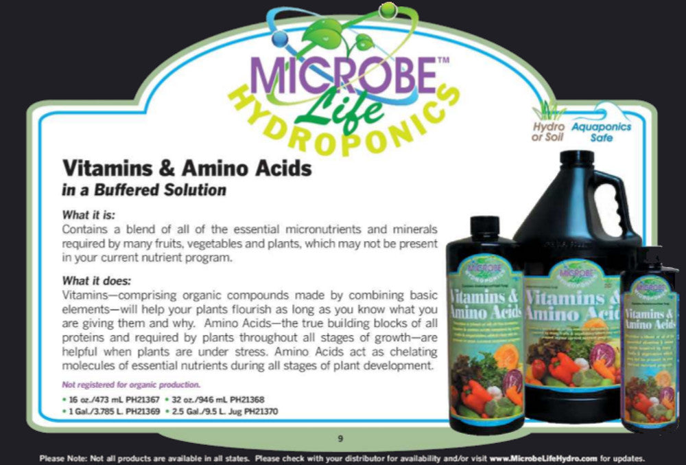 Microbe Life Hydroponics Vitamins & Amino Acids Information