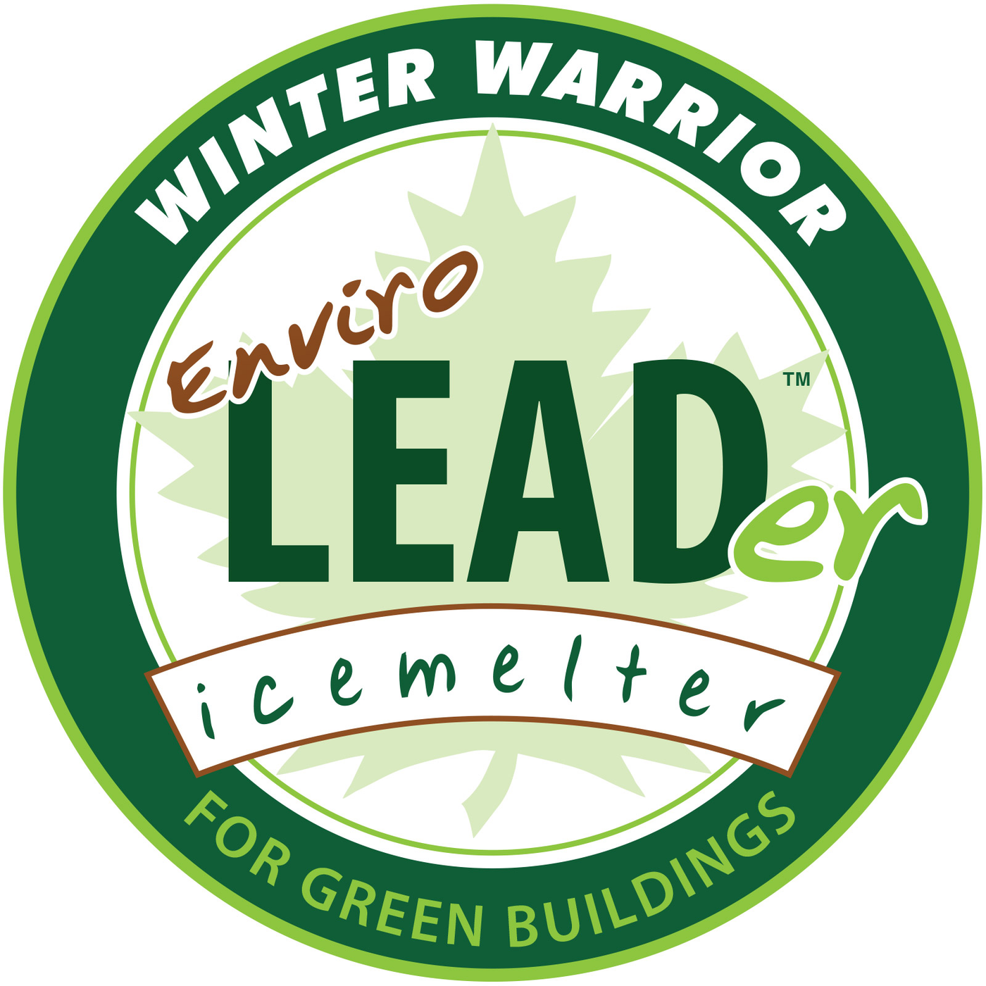 winter warrior enviro leader leed compliant eco friendly ice melt logo
